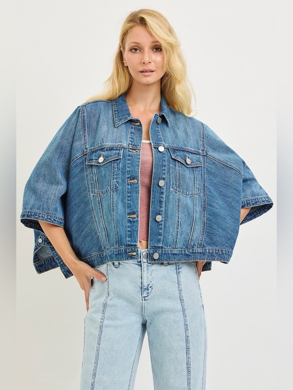 227 NWT Risen Flowy Square Cape Jacket